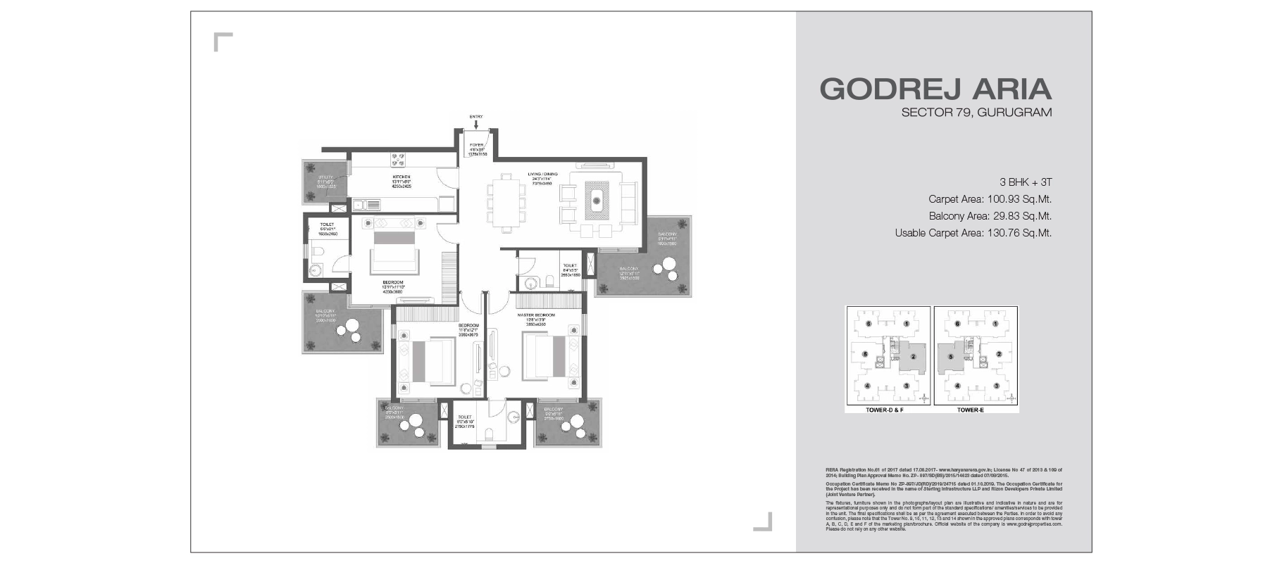 3 BHK floor plan — 1,180 sq.ft